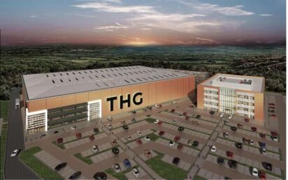 A render of The Hut Group's new logistics and content creation studio at Manchester Airport