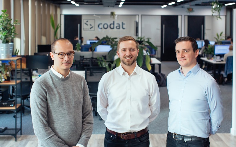 Codat co-founders Alex Cardona (COO), Pete Lord (CEO) and Dave Hoare (CTO)
