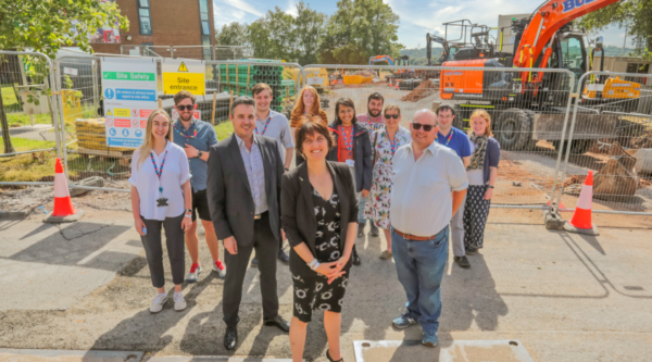 STFC’s Kate Royse, director of the Hartree Centre at the front with colleagues from Hartree Centre and Daresbury Laboratory