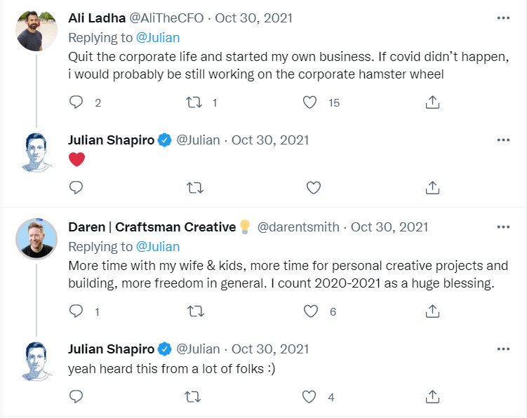 Julian Shapiro Twitter poll replies