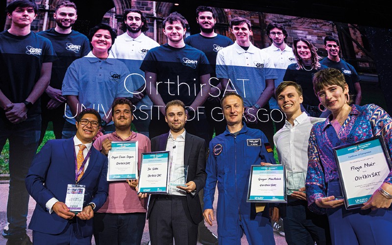 OirthirSAT team from University of Glasgow with astronaut Matthias Maurer