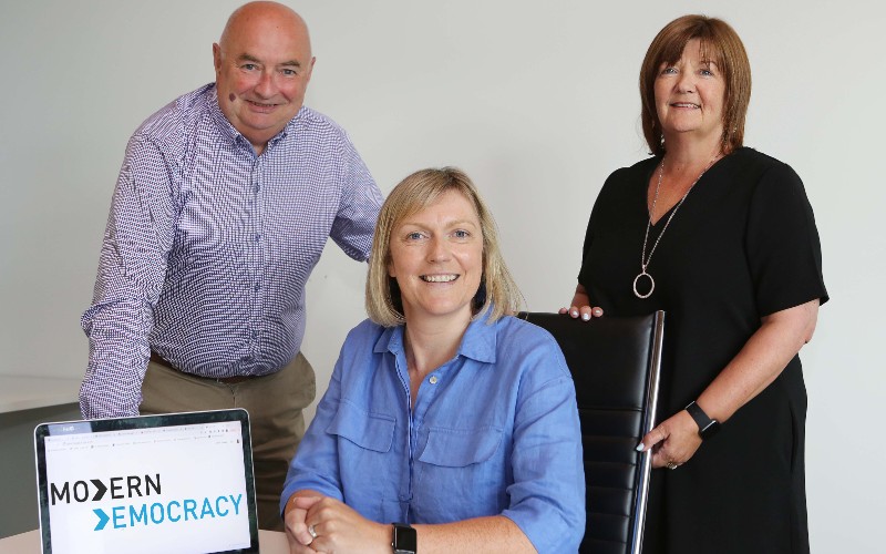 Brian Reid, Chairman of Modern Democracy and HBAN Member; Siobhan Donaghy, Chief Executive at Modern Democracy; and Ann-Marie Slavin, Director of Strategy at Modern Democracy