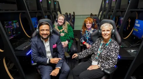 L-R_ Mo Isap, IN4 Group; Ann-Marie Humphreys, The Ceremonial Mayor of the City of Salford; Jo Purves, The University of Salford; Debbie Brown, Salford City Council