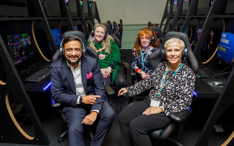 L-R_ Mo Isap, IN4 Group; Ann-Marie Humphreys, The Ceremonial Mayor of the City of Salford; Jo Purves, The University of Salford; Debbie Brown, Salford City Council