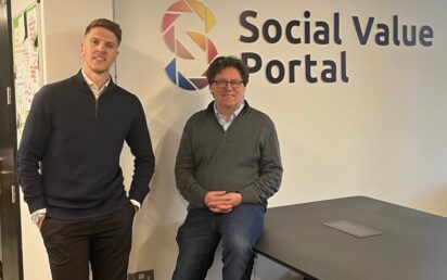 Adam Watts of Mercia, left, with Social Value Portal CEO Guy Battle