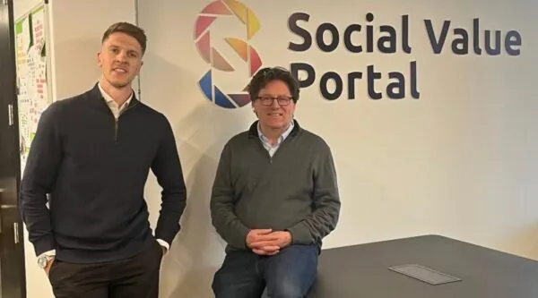 Adam Watts of Mercia, left, with Social Value Portal CEO Guy Battle