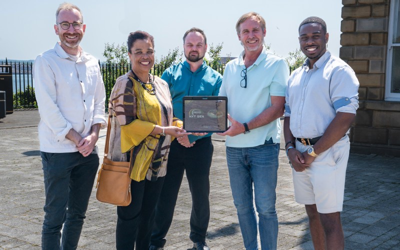 Andrew Young, Fuzzy Logic Studio; Dr Marilyn Comrie OBE, Director, The Blair Project; Peter Routledge, Fuzzy Logic Studio; Harvey Trent, Fuzzy Logic Studio; and Nile Henry, of The Blair Project.