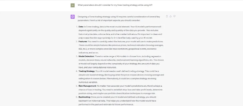 Forex trading ChatGPT prompt