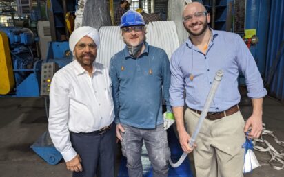 AssetCool team (left to right: HS Dhanjal, Sr. VP Projects & Technical, Apar Industries; Christopher Clarke, Operations Director, AssetCool; Dr Niall Coogan, CEO, AssetCool