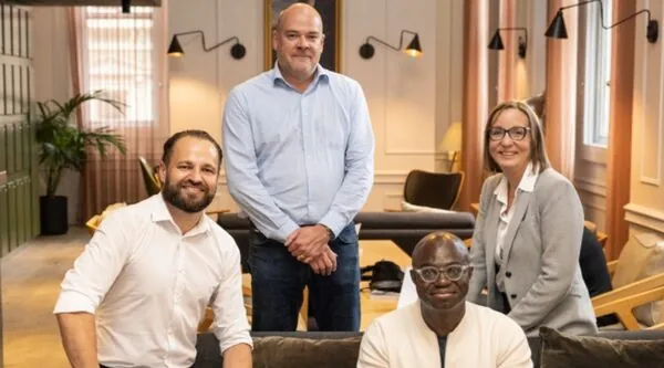 Timeline's CEO Abraham Okusanya with some of his leadership team including Tom Newbould, Chief Marketing Officer, Ed Carey, Chief Commercial Officer, and Nicki Hinton-Jones, Chief Investment Officer