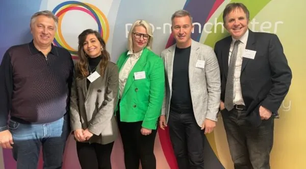 (l-r- Glenn Cooper, chairman, Inovus Medical; Leontina Postelnicu, policy and public affairs lead, Feebris; Lauren Bevan, director of consulting, Ethical Healthcare Consulting; Jon Pickering, CEO, Mizaic; Chris Maguire, BusinessCloud / TechBlast •