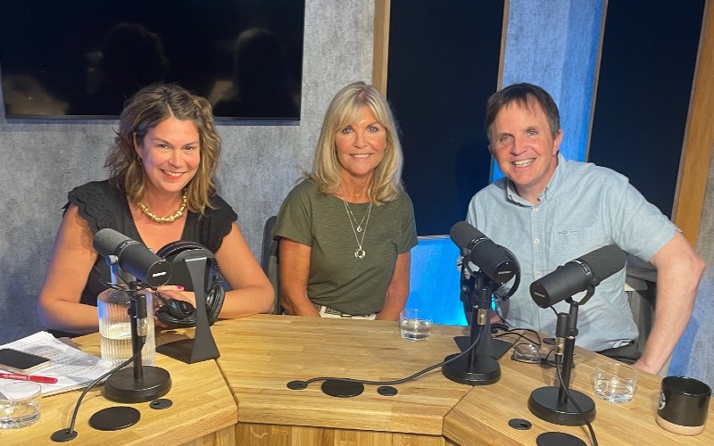 Angela Luger with podcast co-hosts Jen Atkinson and Chris Maguire