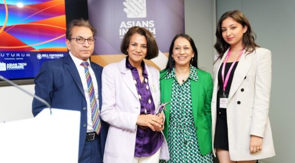 L-R - Ramesh Vala CBE, Vin Murria OBE, Lopa Patel MBE, Sareeta Vala