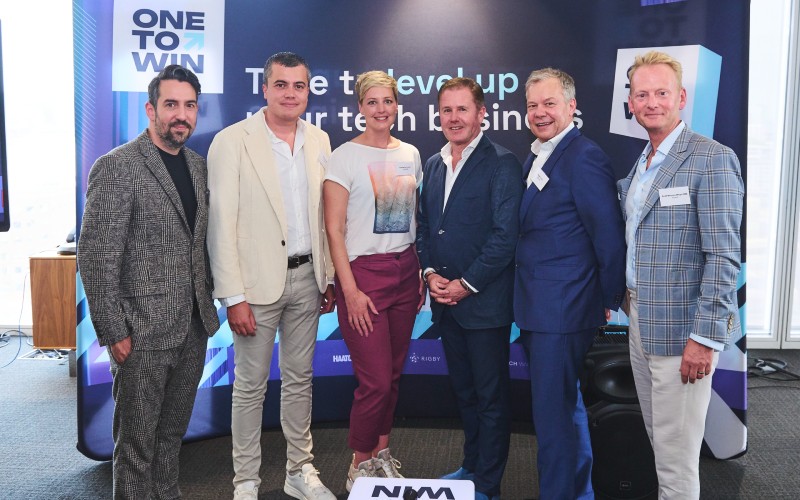 One to Win - (L to R) Yiannis Maos MBE _ TechWM - Fred Soneya _ Haatch - Kimberley Leary _ TechWM - Steve Rigby _ The Rigby Group - Rupert Lyle _ Midven - Scott Weavers-Wright OBE _ Haatch