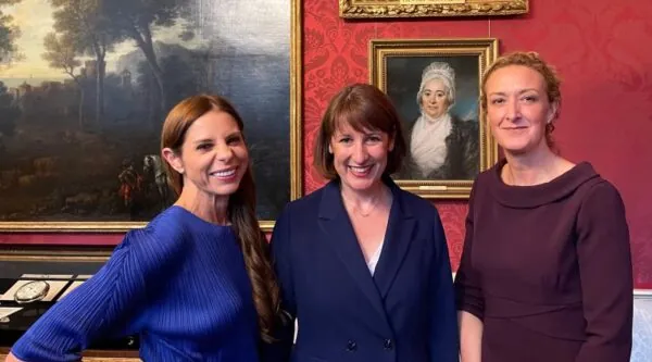 Debbie Wosskow, left, with Chancellor Rachel Reeves, centre, and Hannah Bernard