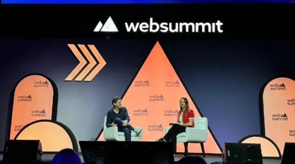 Kimberley Waldron on FinTech stage with Alexandre Prot, CEO at Qonto, at Web Summit