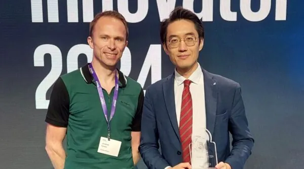 Rudder Wu, CTO, Thermalytica - winner of KPMG Global Tech Innovator competition for 2024 - with Jonathan Symcox of BusinessCloud