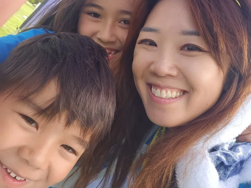 Lucy Jung with children Lyla and Leon