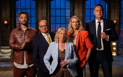 Dragons' Den - Steven Bartlett, Touker Suleyman, Deborah Meaden, Sara Davies, Peter Jones. Credit: BBC