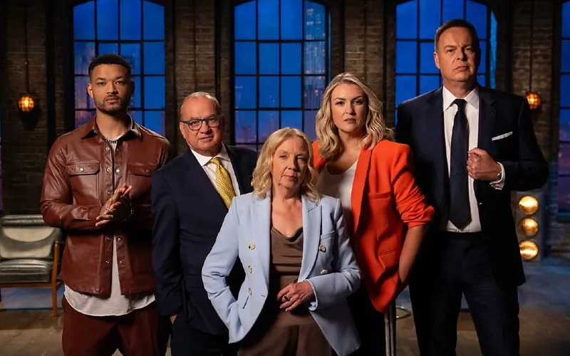 Dragons' Den - Steven Bartlett, Touker Suleyman, Deborah Meaden, Sara Davies, Peter Jones. Credit: BBC