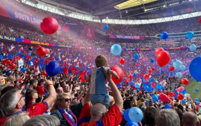 Crystal Palace fans at Wembley. Credit: @TomDutty/Twitter