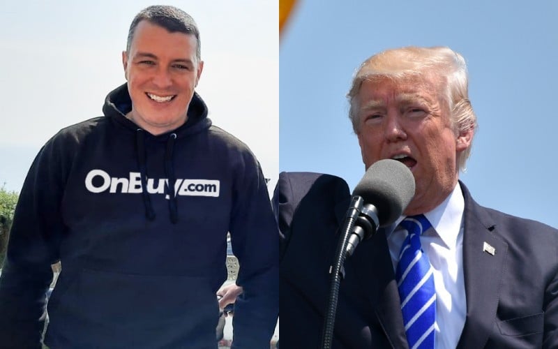 Donald Trump (R) and Cas Paton, OnBuy CEO (L)