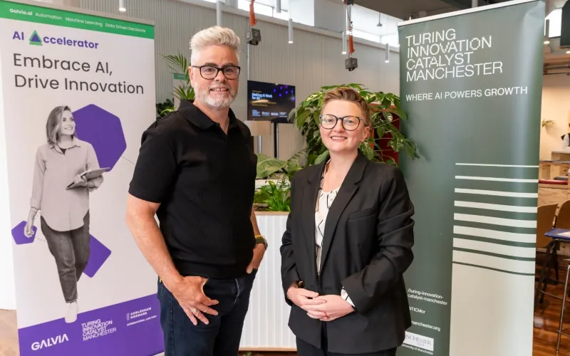 John Clancy, CEO and Founder of Galvia AI & Councillor Bev Craig, Leader of Manchester City Council
