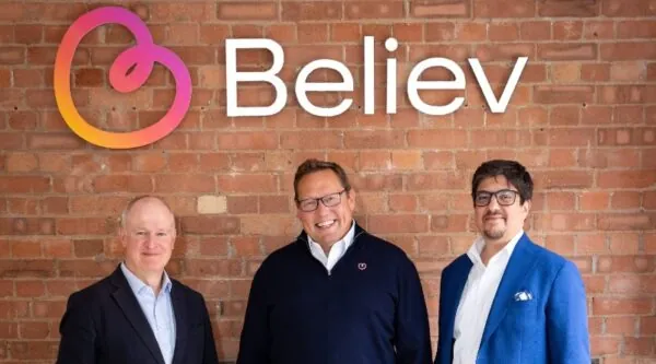 Left to right - Jonathan Pearson, Chairman, Believ and CFO, Liberty Growth at Liberty Global; Guy Bartlett, Believ CEO; Massimo Resta, Partner at Zouk Capital