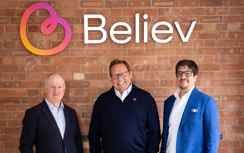 Left to right - Jonathan Pearson, Chairman, Believ and CFO, Liberty Growth at Liberty Global; Guy Bartlett, Believ CEO; Massimo Resta, Partner at Zouk Capital