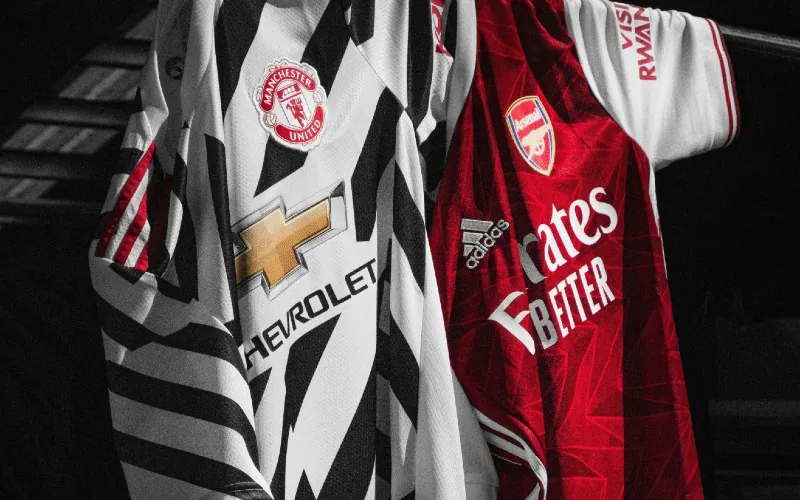 Manchester United and Arsenal shirts
