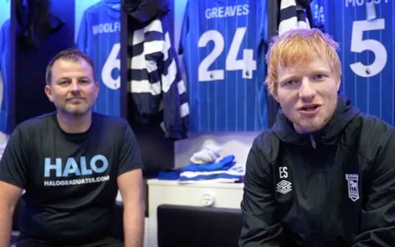 Paul Hamilton, Halo CEO (L) & Ed Sheeran (R)