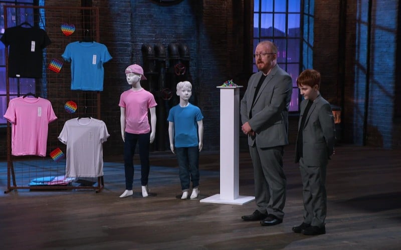 Max Palfrey and dad Matt on Dragons' Den