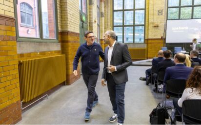 Greater Manchester Mayor, Andy Burnham with Zopa Bank CEO, Jaidev Janardana