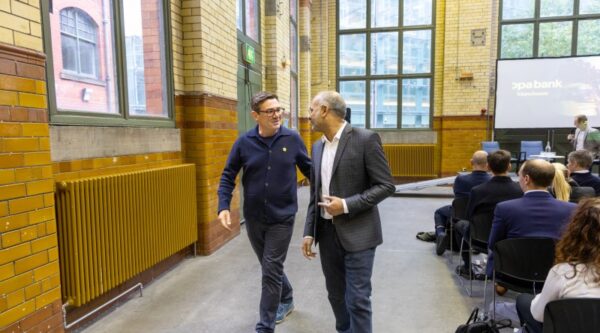 Greater Manchester Mayor, Andy Burnham with Zopa Bank CEO, Jaidev Janardana