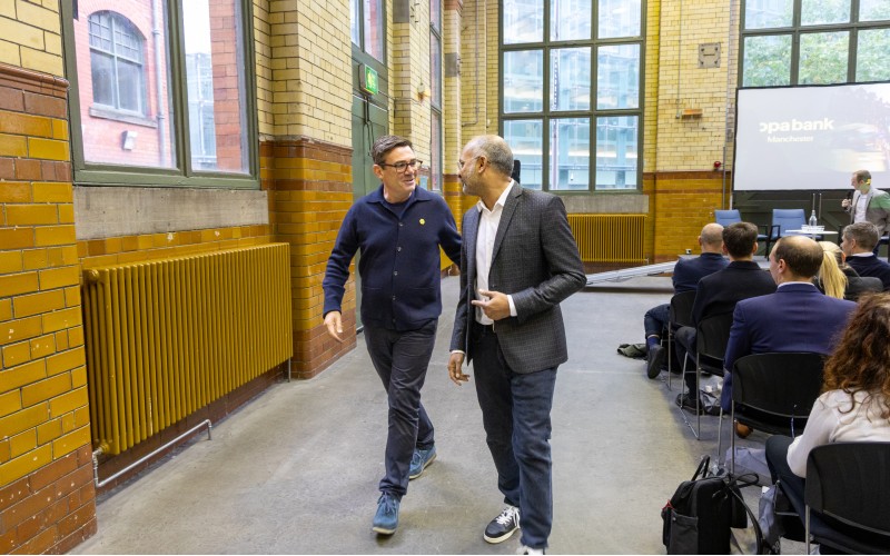 Greater Manchester Mayor, Andy Burnham with Zopa Bank CEO, Jaidev Janardana