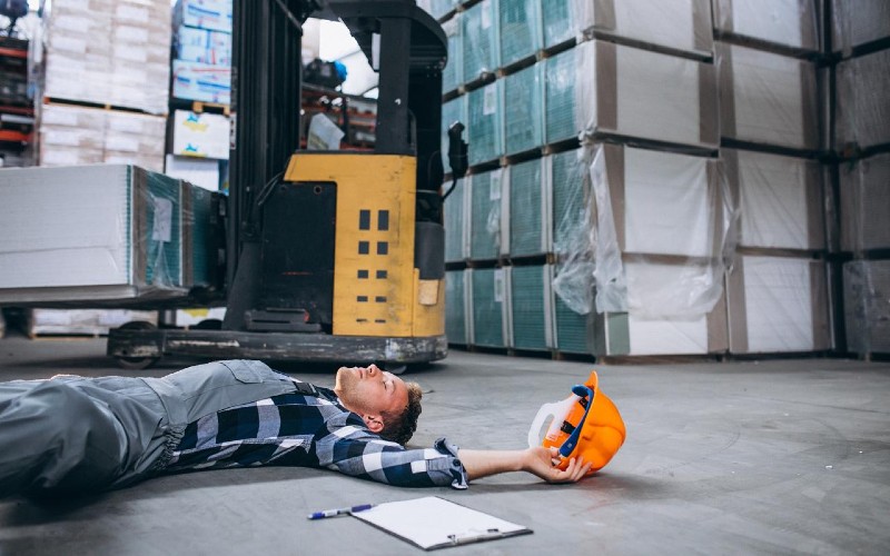 Man floored by forklift truck