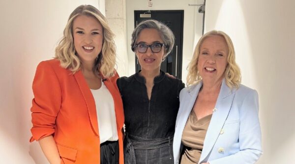 Dragons Deborah Meaden and Sara Davie with Brainspark Games founder Reedah El-Saie