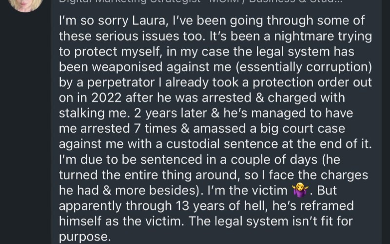 One of stalker Sam Wall's posts