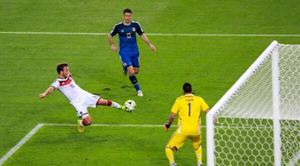 Mario Goetze scores winning goal for Germany at 2014 World Cup against Argentina. Credit: Danilo Borges/copa2014.gov.br, Wikimedia Commons