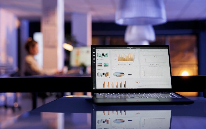 Statistics on laptop