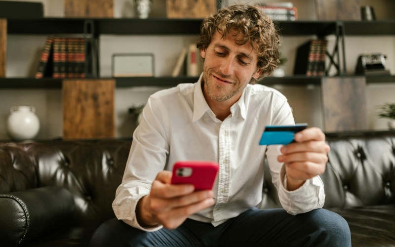 Man paying online using phone