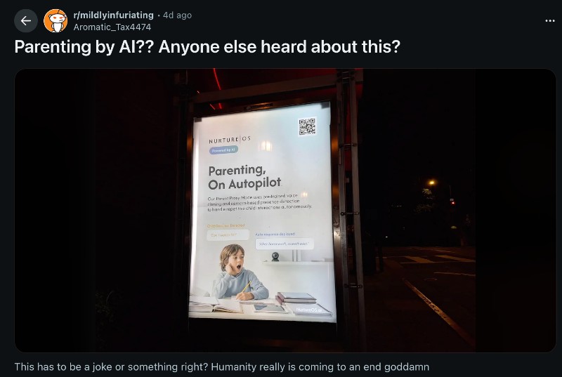 Social comments on fake NurtureOS app