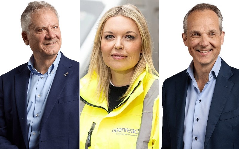 Clive Selley, Katie Milligan and Bas Burger, BT and Openreach