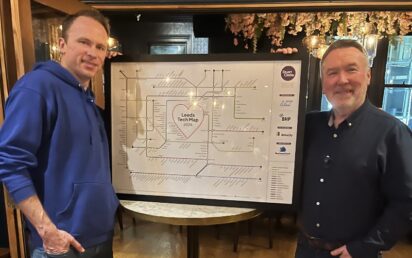 Jonathan Symcox, left, at Leeds Tech Map launch with Stuart Clarke MBE