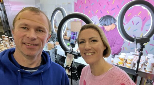 Jonathan Symcox with Candice Bannister of Candy's Cupcakes