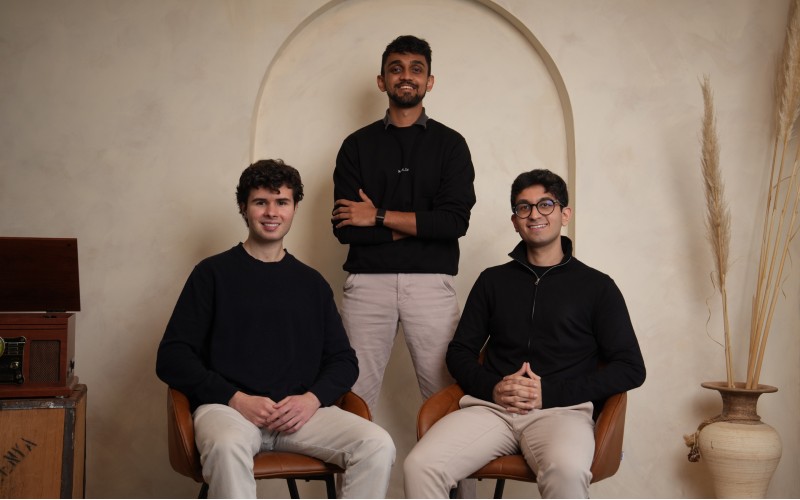 Mozart AI co-founders CEO Sundar Arvind, COO Arjun Khanna and CTO Pascual Merita Torres