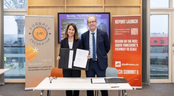 Technology Secretary Liz Kendall with Councillor Sir Stephen Houghton CBE, leader of Barnsley Council