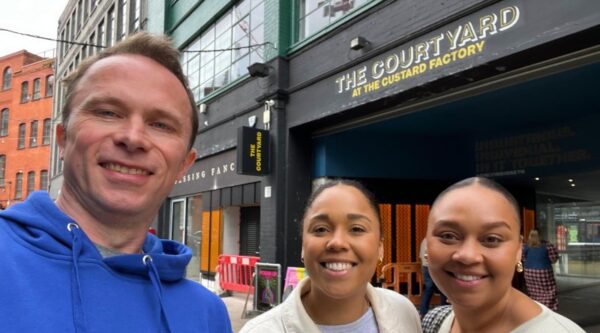 Jonathan Symcox of BusinessCloud with Olivia and Tanyka Davson of Cubbi