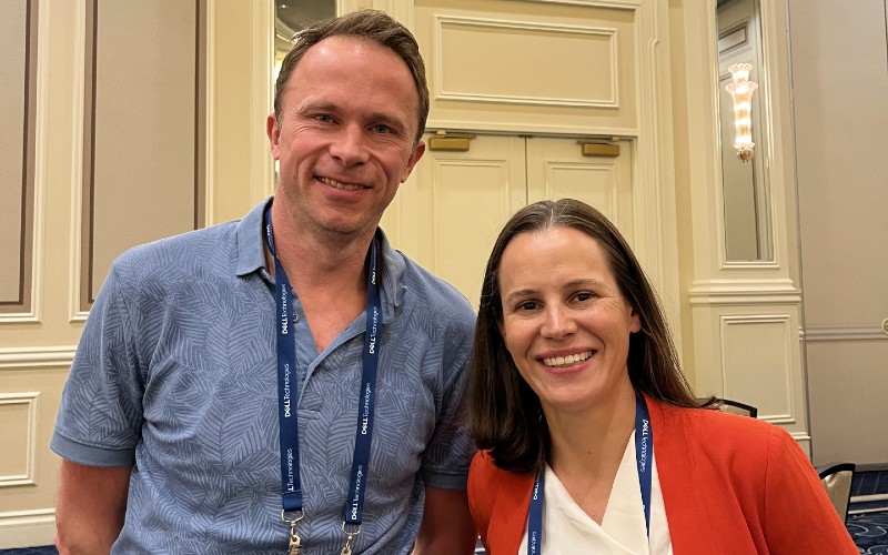 Jonathan Symcox with Caitlin Gordon, VP of product management for private cloud and AI solutions at Dell Technologies