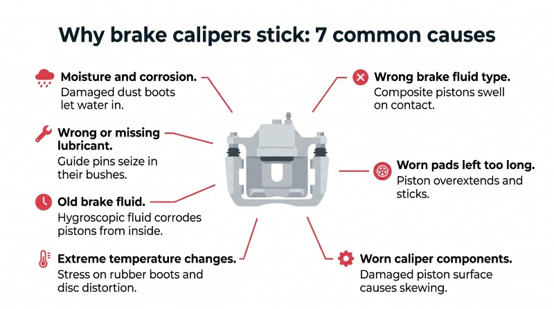Why brake calipers stick
